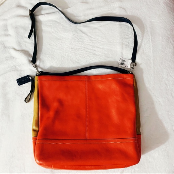 COACH Vermillion Multicolor Leather Hobo Bag NEW!! - Picture 7 of 8